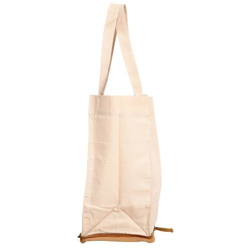 Cotton tote with reinforced handles and zipper trim